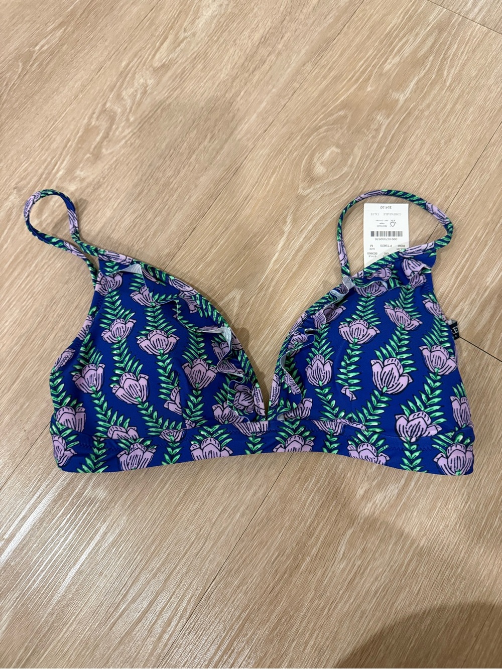J. Crew Floral Blue & Lavender Bikini Top